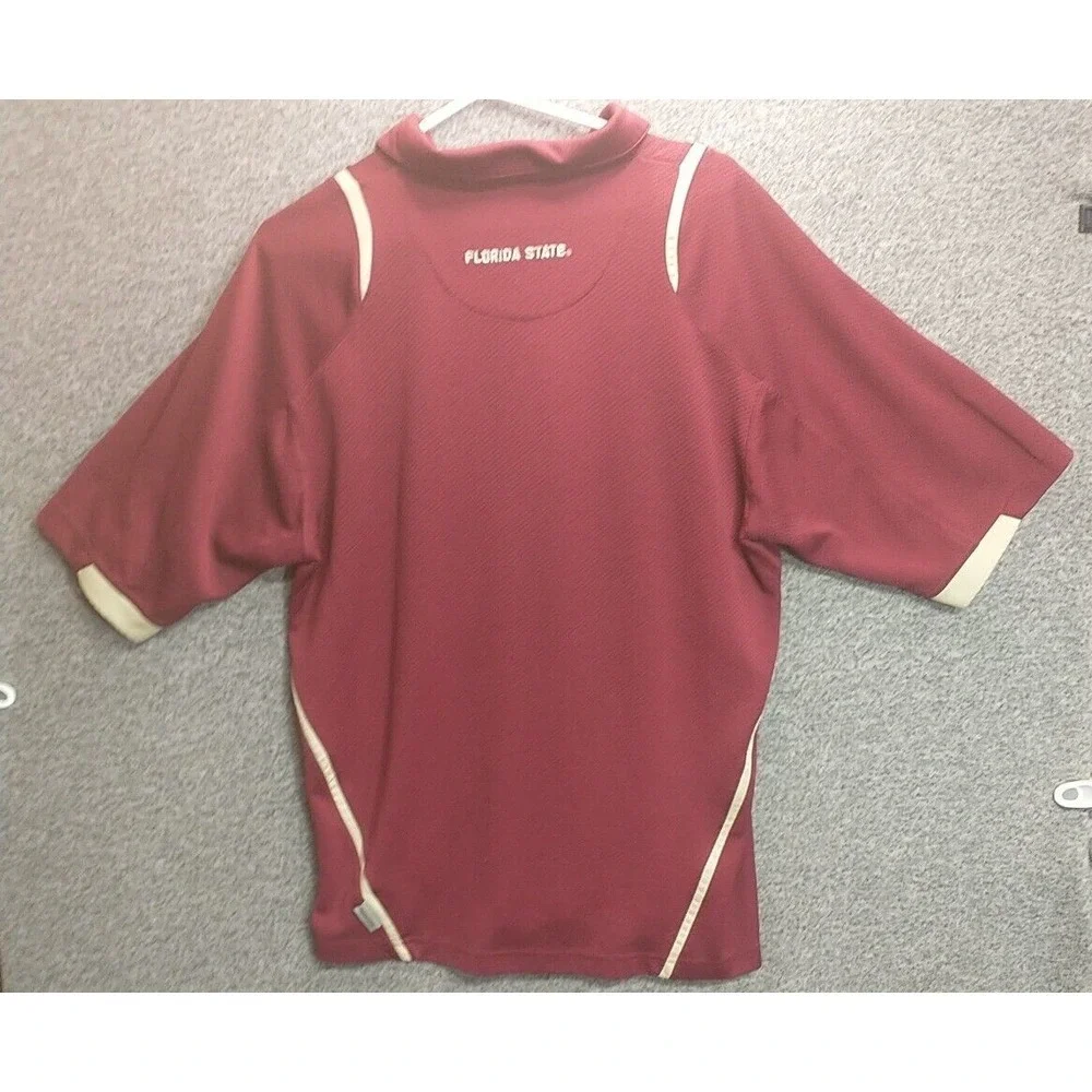 Nike Team FSU Florida State Seminoles Polo Shirt Garnet Mesh Mens Large Fit Dry